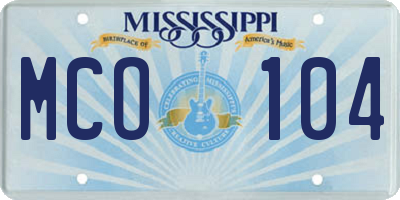 MS license plate MCO104