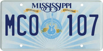 MS license plate MCO107