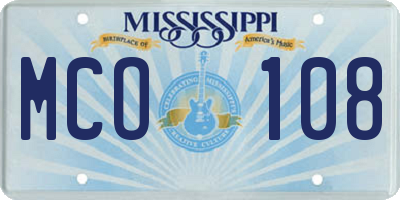 MS license plate MCO108