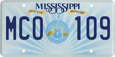 MS license plate MCO109