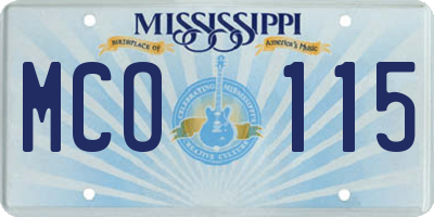 MS license plate MCO115