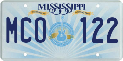 MS license plate MCO122