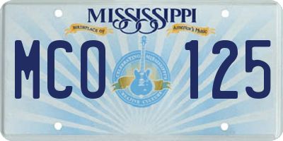 MS license plate MCO125