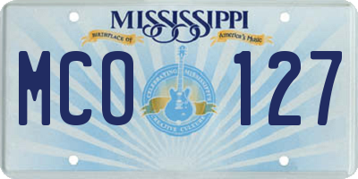 MS license plate MCO127