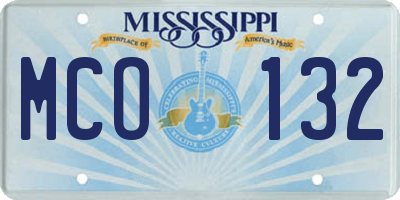 MS license plate MCO132