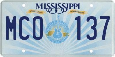 MS license plate MCO137