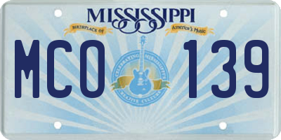 MS license plate MCO139