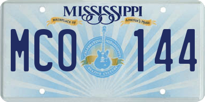 MS license plate MCO144