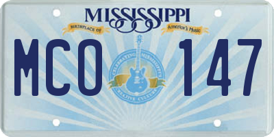 MS license plate MCO147