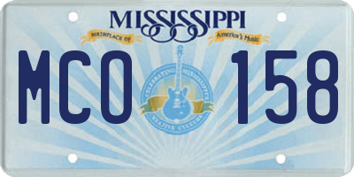 MS license plate MCO158