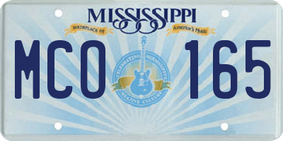 MS license plate MCO165