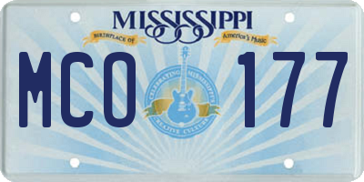 MS license plate MCO177