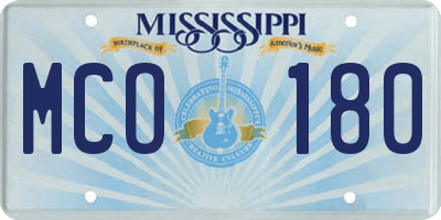 MS license plate MCO180