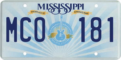 MS license plate MCO181