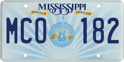 MS license plate MCO182