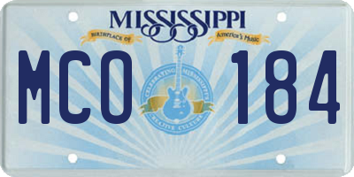MS license plate MCO184