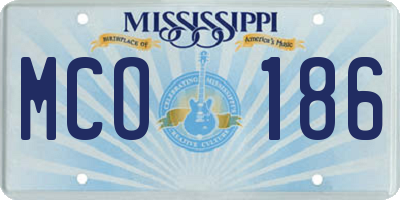 MS license plate MCO186