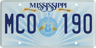 MS license plate MCO190