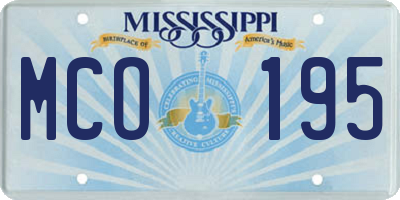 MS license plate MCO195