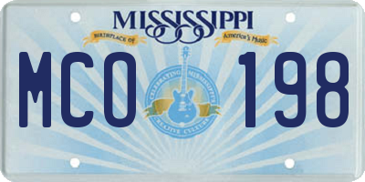 MS license plate MCO198