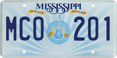 MS license plate MCO201