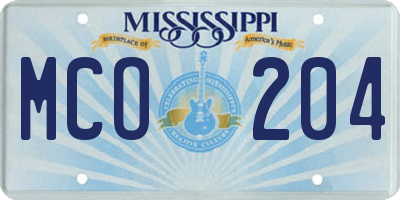 MS license plate MCO204