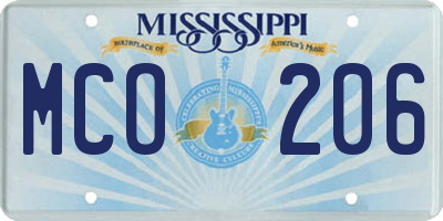 MS license plate MCO206