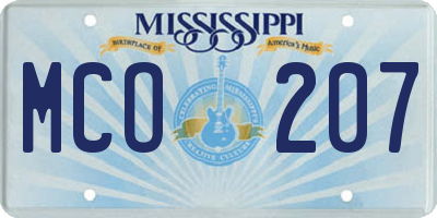 MS license plate MCO207