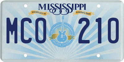 MS license plate MCO210