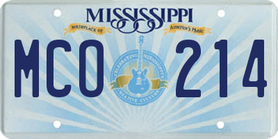 MS license plate MCO214