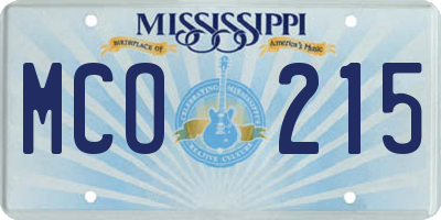 MS license plate MCO215