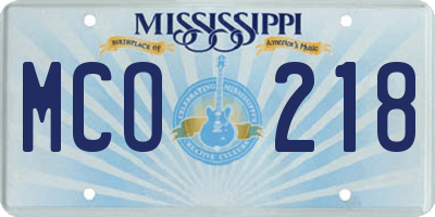 MS license plate MCO218