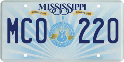 MS license plate MCO220