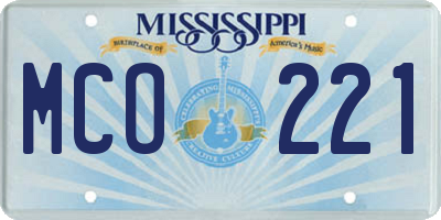 MS license plate MCO221