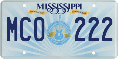 MS license plate MCO222