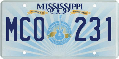 MS license plate MCO231