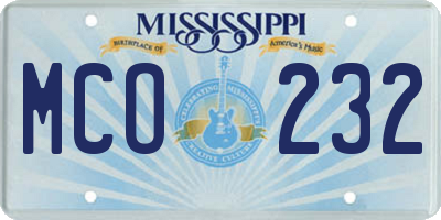 MS license plate MCO232