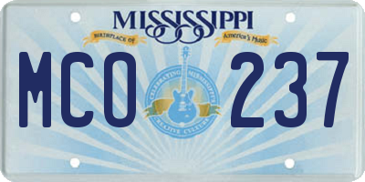 MS license plate MCO237
