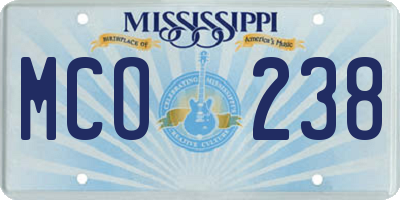 MS license plate MCO238