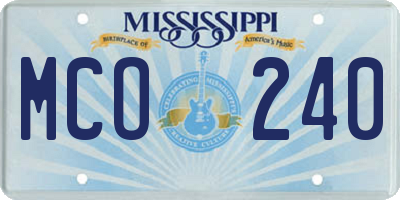 MS license plate MCO240