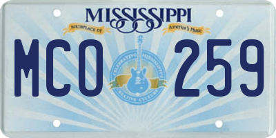MS license plate MCO259