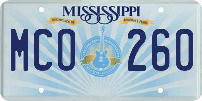 MS license plate MCO260