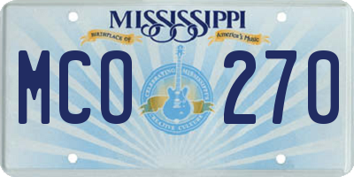MS license plate MCO270