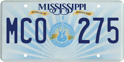 MS license plate MCO275