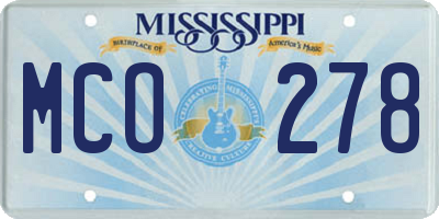 MS license plate MCO278