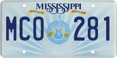 MS license plate MCO281