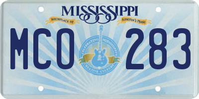 MS license plate MCO283