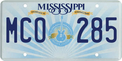 MS license plate MCO285