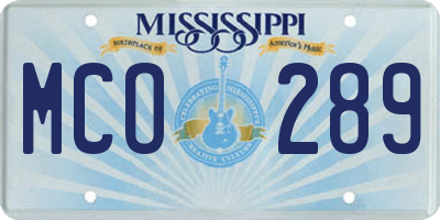 MS license plate MCO289
