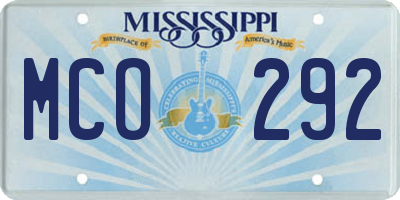 MS license plate MCO292